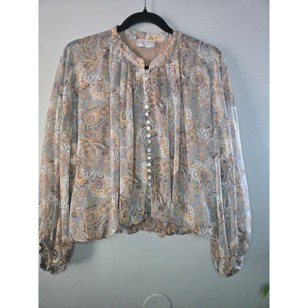 Dress Forum Boho Paisley Blouse Flowy Peasant Top Lightweight Festival Medium - Picture 3 of 11